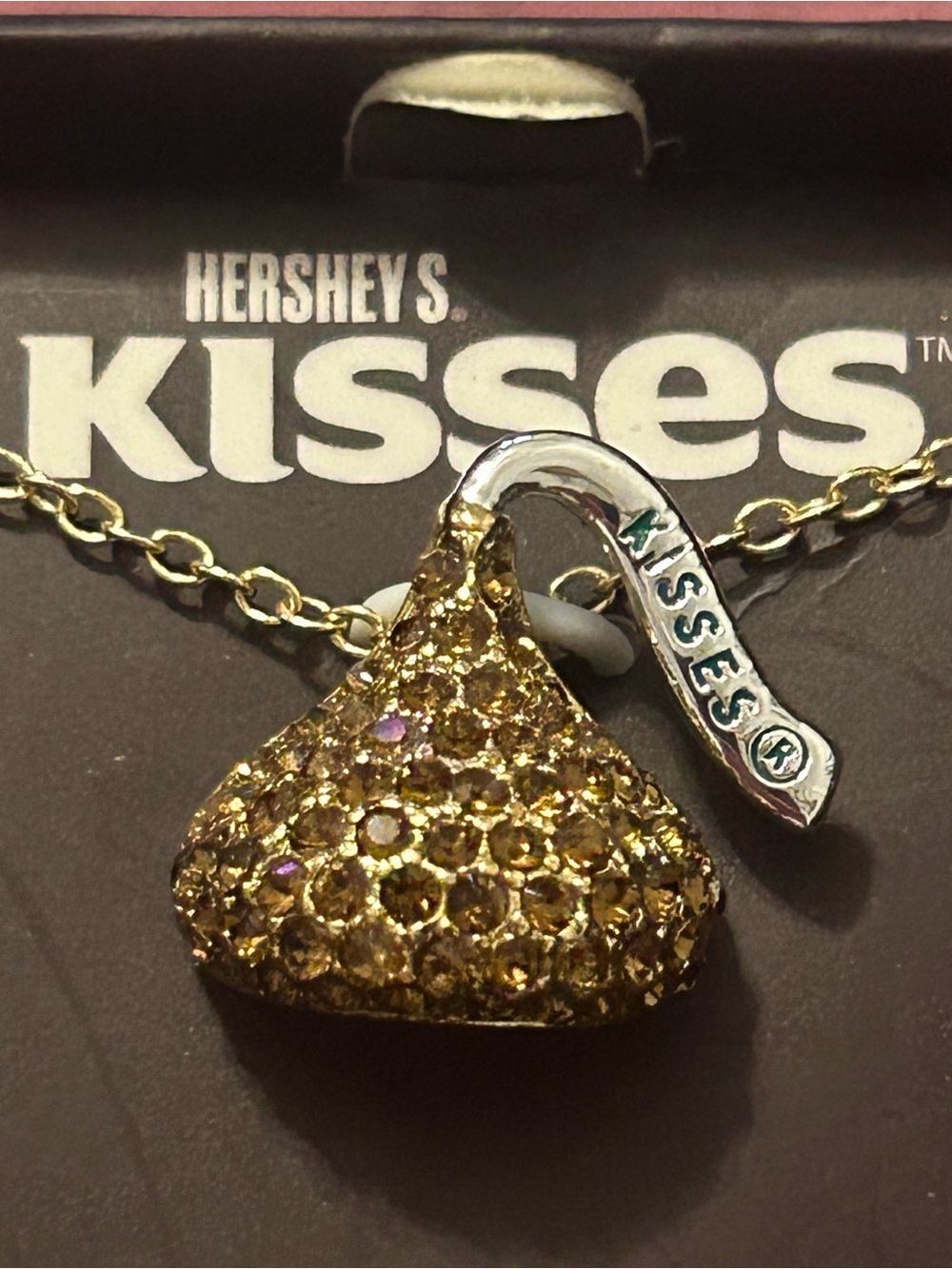 Hershey’s Kisses 18KT gold flash Crystal Pendant Necklace